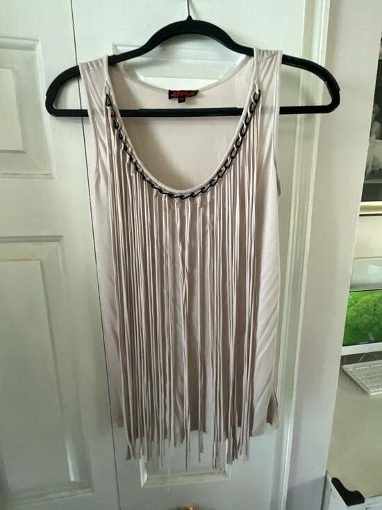K&D Los Angeles Tops - Kay Von D Los Angeles Modal Fringe Tank Top with Chain Neckline